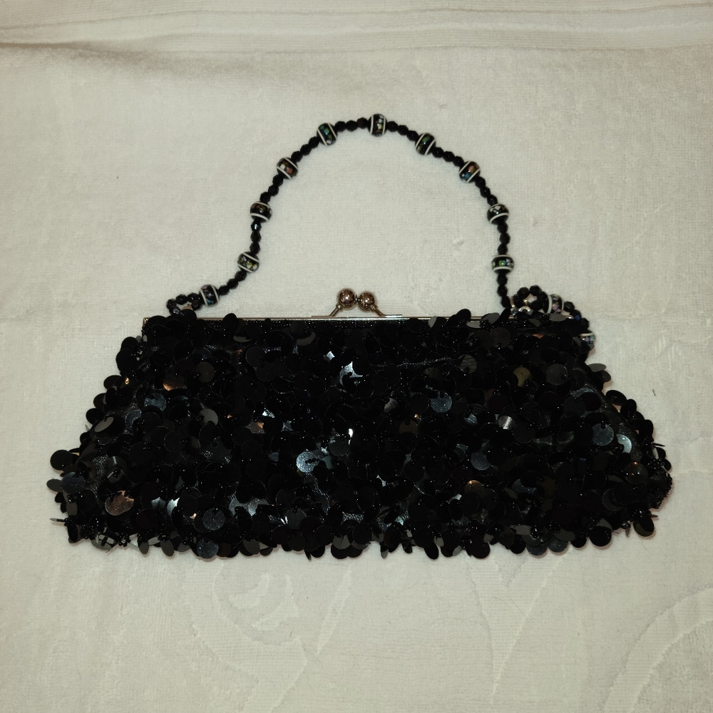 Vintage Sequence and Beads clutch with strap